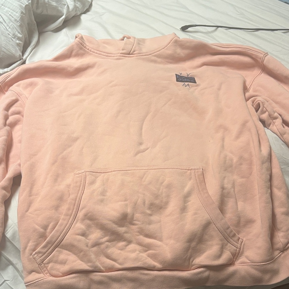 Adidas Cream Sweatshirt with Blue Logo
